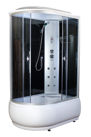 Душевая кабина 120х80х220 Aquapulse Aquacubic 4006B R grey black асимметричная (правая) серые дверки мат.хром проф. задн.стенки черное стекло верхн.д