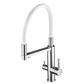 Смеситель для кухни (мойки) Swedbe Selene Plus 8441 с переключ.для фильтра питьевой воды гибкий излив белый нерж. сталь Водяной