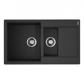 Мойка для кухни Omoikiri Daisen 86-2-BL 4993477 прямоуг. 86х51 глуб. 23,4см (толщ.10мм) вып. 3 1/2" (врезная) чёрная