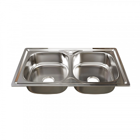 Мойка для кухни Mixline 532312 прямоуг. 81х46 глуб. 18см (толщ.0,8мм) вып. 3 1/2" (врезная) хром
