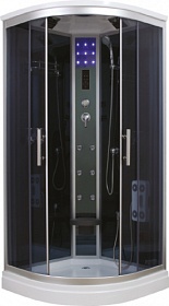 Душевая кабина 100х100х220 Timo Standart T-1101 угловая (четверть круга) тёмн.тонир.дверки мат.хром проф. задн.стенки черное стекло верхн.душ, гм вер