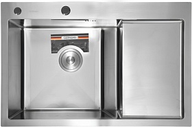Мойка для кухни Gerhans К37851-L прямоуг. 78х51 глуб. 22см (толщ.3мм) вып. 3 1/2" (врезная) крыло справа нержавеющая сталь