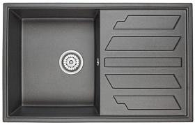 Мойка для кухни Granula GR-8002 прямоуг. 80х50 глуб. 20см вып. 3 1/2" (врезная) крыло универсал чёрная