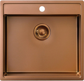 Мойка для кухни TopZero TNL/R10 ColorX TNL 540 GOLD ROSE квадратная 54х52 глуб. 19,5см (толщ.1,2мм) вып. 3 1/2" (врезная, подстольная) розовое золо Водяной