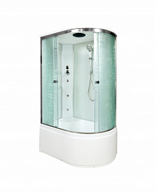 Душевая кабина 110х80х220 Avacan EM4511LGM асимметричная (левая) прозр.дверки хром проф. задн.стенки бел.стекло верхн.душ, гм вертик.