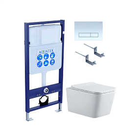 Унитаз Aquatek Либра безободковый смыв с инсталляцией Standart (комплект) сид.дюр. микролифт кнопка белая SET AQUATEK ЛИБРА N KDI21