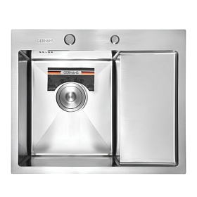 Мойка для кухни Gerhans K35848-L прямоуг. 58х48 глуб. 22см (толщ.3мм) вып. 3 1/2" (врезная) крыло справа нержавеющая сталь