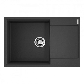 Мойка для кухни Omoikiri Daisen 78-LB-BL 4993692 прямоуг. 78х51 глуб. 23см (толщ.10мм) вып. 3 1/2" (врезная) крыло универсал чёрная