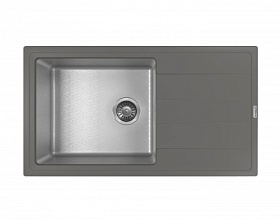Мойка для кухни Florentina Комби 860 21.400.D0860.307 прямоуг. 86х48 глуб. 23,5см (толщ.1мм) вып. 3 1/2" (врезная) крыло универсал серый шелк