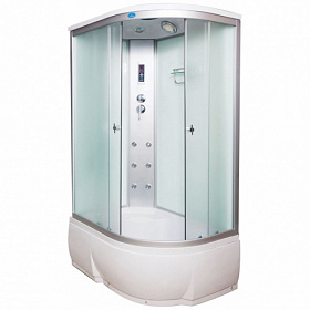 Душевая кабина 120х80х215 Водный Мир Comfort ВМ-886-L-Comf WT асимметричная (левая) тёмн.тонир.дверки мат.хром проф. задн.стенки бел.стекло верхн.душ