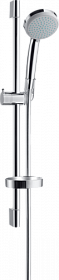 Душевая стойка с лейкой и шлангом Hansgrohe Croma 100 Vario Unica C 668 мм d580х260 мм круглая 4 реж. с мыльницей 27772000 хром