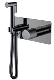 Смеситель для унитаза внеш. и скрытая часть (в сборе) Boheme Stick Shine Gun Metal Touch 127-SGM.2 с гигиеническим душем shine gun metal латун
