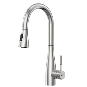 Смеситель для кухни (мойки) Lemark Expert LM5084S вытяжной излив матов.хром нерж. сталь Водяной