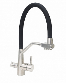 Смеситель для кухни (мойки) Ukinox UM2196 SS BL с переключ.для фильтра питьевой воды гибкий излив нерж.сталь нерж. сталь Водяной