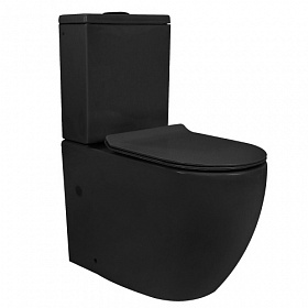 Унитаз-компакт напольный Azario Corsa безободковый смыв чёрный сид.дюропласт микролифт AZ-2062S-MB Водяной