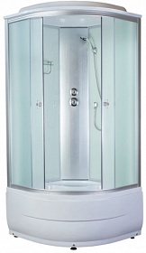 Душевая кабина 100х100х220 Aquapulse Aquacubic 4103D fabric white угловая (четверть круга) рифленые дверки мат.хром проф. задн.стенки бел.стекло верх