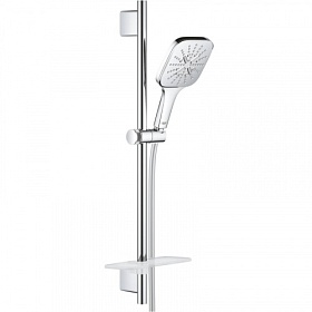 Душевая стойка с лейкой и шлангом Grohe Rainshower SmartActive 130 Cube 630 мм d130 мм квадратная 3-х реж. с мыльницей 26583000 хром Водяной