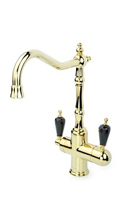 Смеситель для кухни (мойки) Boheme Tradizionale Oro Black Swarovski 112-BSW с переключ.для фильтра питьевой воды золото латунь