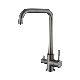 Смеситель для кухни (мойки) Haiba HB820-3 HB76820-3 с переключ.для фильтра питьевой воды оружейная сталь нерж. сталь