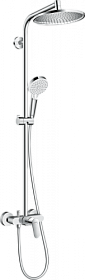 Душевая стойка с верхней тропической лейкой и смесителем для душа Hansgrohe Crometta S 27269000 хром