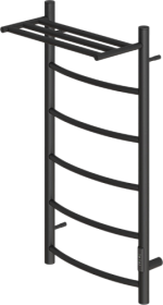 Полотенцесушитель сталь Point Афина лесенка - П5 800х430 м/о 400 унив. подкл. с полочкой электрический с диммером черный PN04848PB