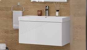 Тумба с раковиной Velvex Edge 70 подвесная 1 выдв.ящ. белая (tp.EDG.9696.70.1Y белый глянец)