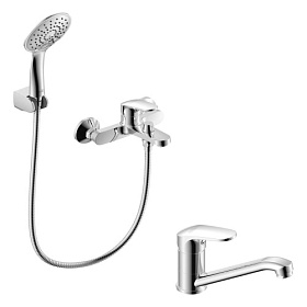 Набор смесителей для ванны/душа и умывальника Rossinka Silvermix "RS45" RS45-30+RS45-22 set 2 в 1 хром латунь