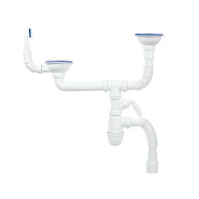 Сифон для мойки вып. 3 1/2" х 40/50 Iddis Kitchen Line с гибким прямоуг. переливом двойной с носиком S21UPS0i84