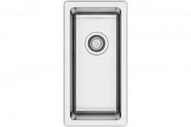 Мойка для кухни Longran Techno TEB180.400-G-10P (толщина 1мм., радиус 15мм.) прямоуг. 22х44 глуб. 15см (толщ.1мм) вып. 3 1/2" (подстольная) нержаве