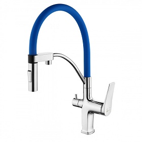Смеситель для кухни (мойки) Lemark Comfort LM3074C-Blue с переключ.для фильтра питьевой воды гибкий излив хром латунь