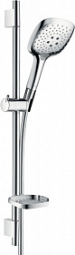 Душевая стойка с лейкой и шлангом Hansgrohe Raindance Select E 3jet 718 мм d150 мм квадратная 3-х реж. с мыльницей 27856000 хром Водяной