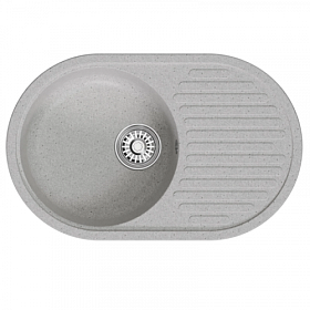 Мойка для кухни Mixline ML-GM16 551928 овальная 73х46 глуб. 18см вып. 3 1/2" (врезная) крыло универсал серая