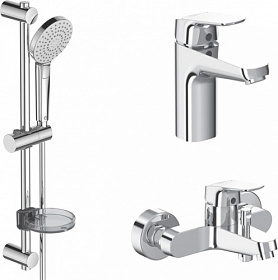 Набор смесителей для ванны/душа и умывальника Ideal Standard Ceraflex BD001AA 3 в 1 хром латунь Водяной