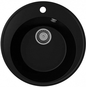 Мойка для кухни Ulgran Quartz Nora 485 Nora 485-07 круглая 48,5х48,5 глуб. 18см вып. 3 1/2" (врезная) уголь