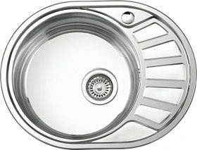 Мойка для кухни Ledeme L65745L овальная 57х45 глуб. 18см (толщ.0,8мм) вып. 3 1/2" (врезная) крыло справа нержавеющая сталь