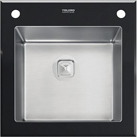 Мойка для кухни Tolero Ceramic Glass TG-500.001 квадратная 50х50 глуб. 20см вып. 3 1/2" (врезная) чёрная Водяной