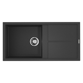 Мойка для кухни Omoikiri Sumi 100-BL 4993654 прямоуг. 100х50 глуб. 23см (толщ.10мм) вып. 3 1/2" (врезная) крыло универсал чёрная