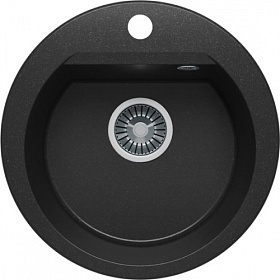 Мойка для кухни Polygran Atol ATOL-460.16 круглая 46х46 глуб. 20см вып. 3 1/2" (врезная) чёрная