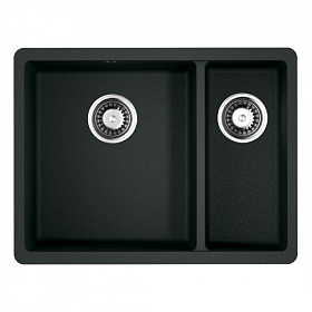 Мойка для кухни Omoikiri Kata 55-2-U-BL 4993389 прямоуг. 54х42 глуб. 20см (толщ.10мм) вып. 3 1/2" (подстольная) чёрная