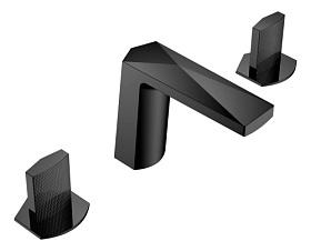 Смеситель для умывальника (раковины) Boheme Venturo 150-B-TOUCH на раковину 3 отверстия чёрный латунь Водяной