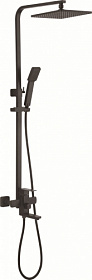 Душевая стойка с верхней тропической лейкой и смесителем для ванны/душа (короткий излив) Ledeme L72433В чёрная квадратная