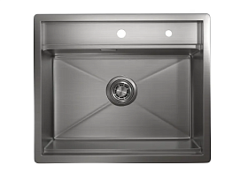 Мойка для кухни Granula Kitchen Space KS-6051 сталь сатин прямоуг. 60х51 глуб. 23,5см вып. 3 1/2" (накладная) сталь