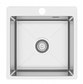 Мойка для кухни Ukinox Практика PRB500.500 -GT10C 0CW & S с выпуском квадратная 50х50 глуб. 20см (толщ.1мм) вып. 3 1/2" (врезная) нержавеющая сталь