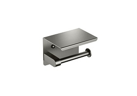 Держатель для туалетной бумаги с полкой скоба без крышки Aquatek Европа AQ4939BGM чёрный хром