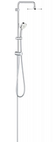 Душевая стойка с верхней тропич.лейкой (смеситель отдельно) Grohe New Tempesta Cosmopolitan d200 мм 2-х реж. 27394002 хром круглая