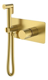 Смеситель для унитаза внеш. и скрытая часть (в сборе) Boheme Stick Matt Gold Diamond 127-MG с гигиеническим душем matt gold латунь