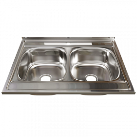 Мойка для кухни Mixline 528171 прямоуг. 80х60 глуб. 18см (толщ.0,6мм) вып. 3 1/2" (накладная) хром