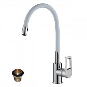 Смеситель для кухни (мойки) Rossinka Silvermix "Z" Z35-35U-White гибкий излив белый латунь