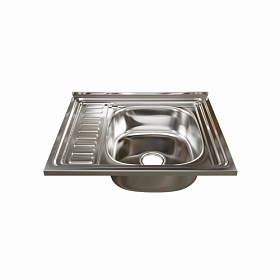 Мойка для кухни Mixline 538195 прямоуг. 60х50 глуб. 18см (толщ.0,6мм) вып. 3 1/2" (накладная) крыло слева хром