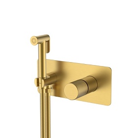 Смеситель для унитаза внеш. и скрытая часть (в сборе) Boheme Stick Matt Gold Spirale 127-MG.4 с гигиеническим душем matt gold латунь